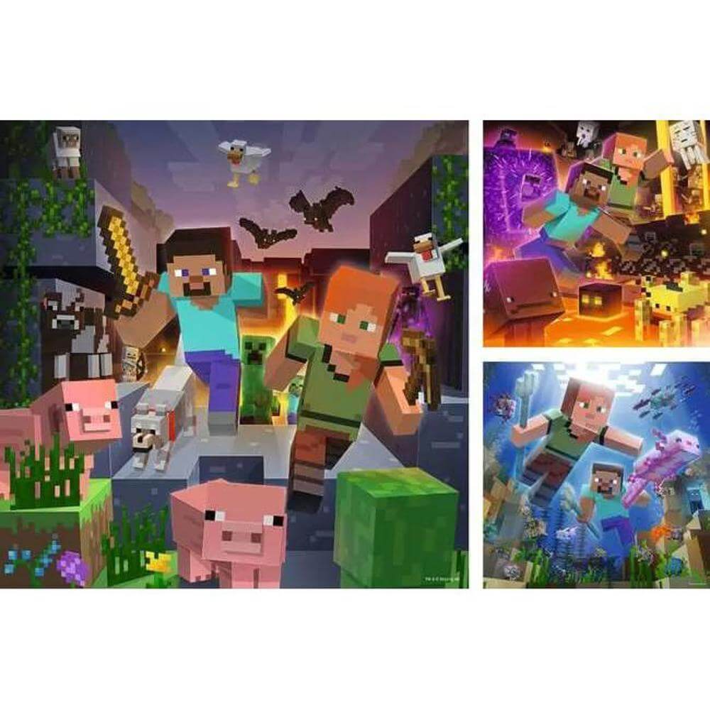 Ravensburger Minecraft Biomes 3 x 49 Piece Puzzle Set